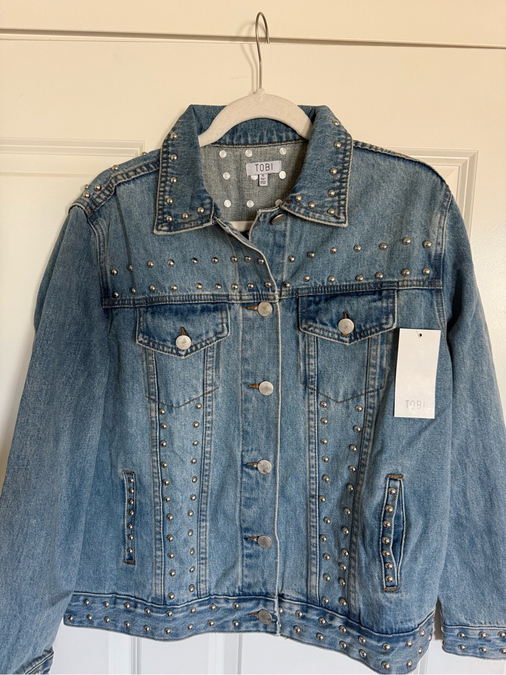 NWT TOBI Studded Denim Jacket Small | 100% Cotton Western Moto Festival - Picture 2 of 7